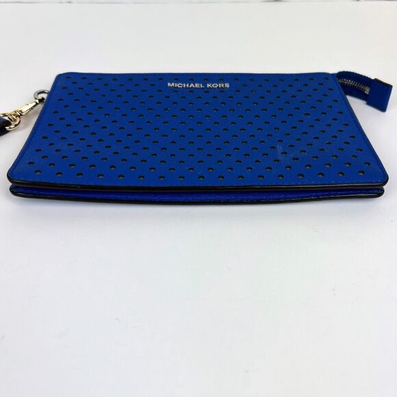 Michael Kors Wristlet Clutch Organizer Pouch w/ Card Slots Cobalt Blue Leather - Picture 5 of 16